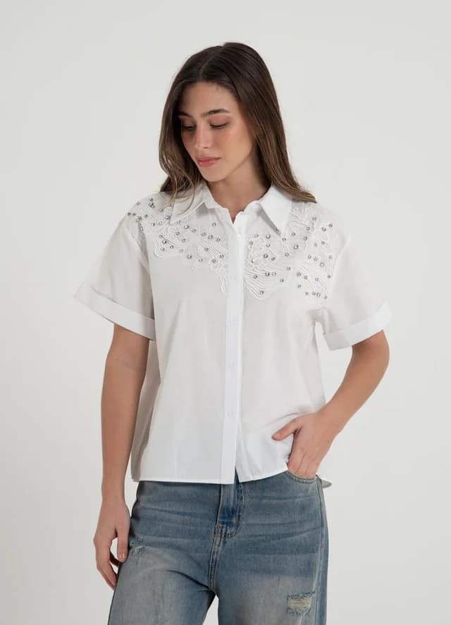 Camisa manga corta con strass