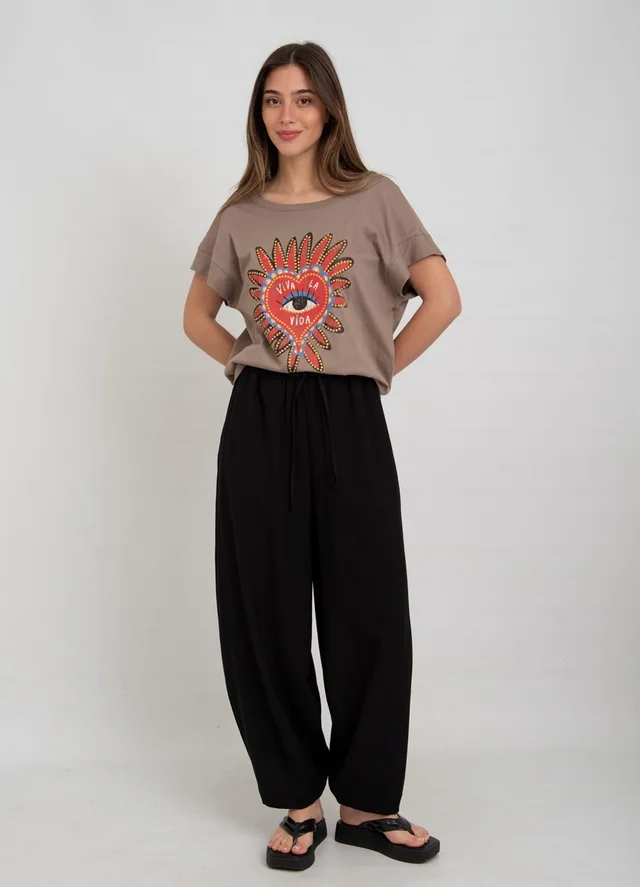 Pantalon tencel con recorte