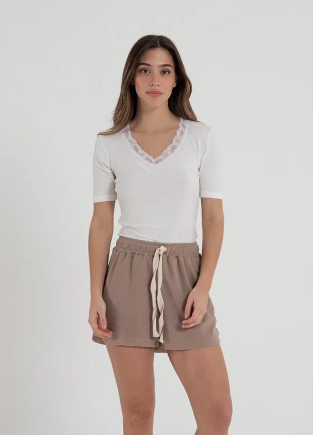 Remera morley fino con puntilla
