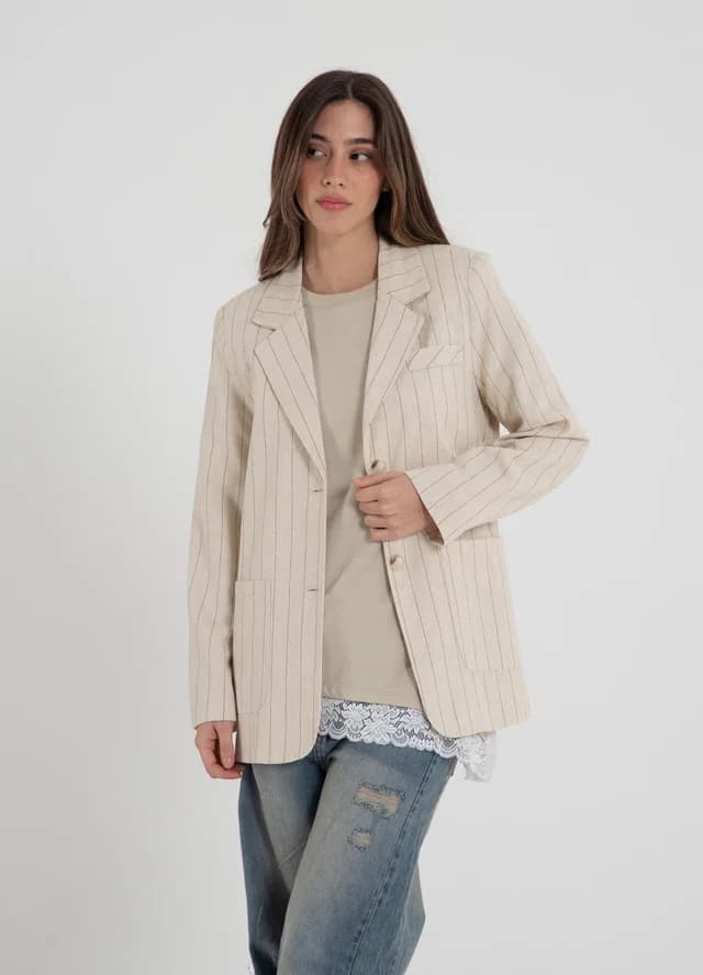 Blazer de lino rayado