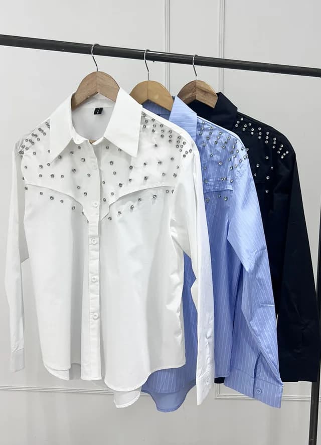 Camisa m/l con piedras