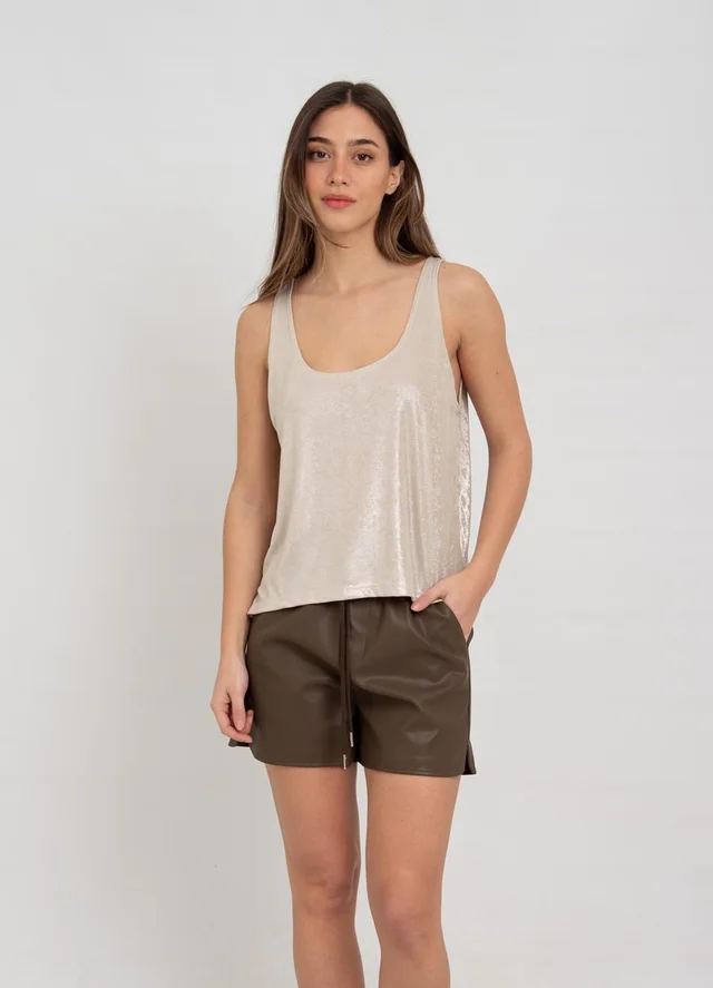 Musculosa recta metalizada con tajito