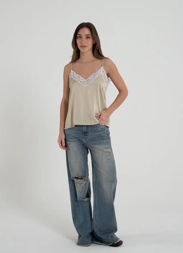 Musculosa lencera sedita