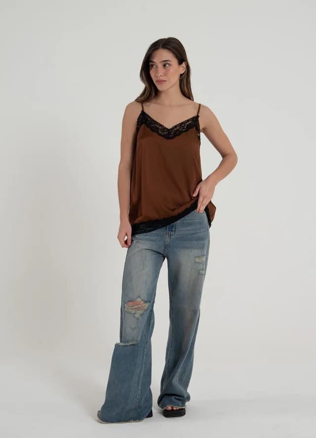 Musculosa lencera doble puntilla